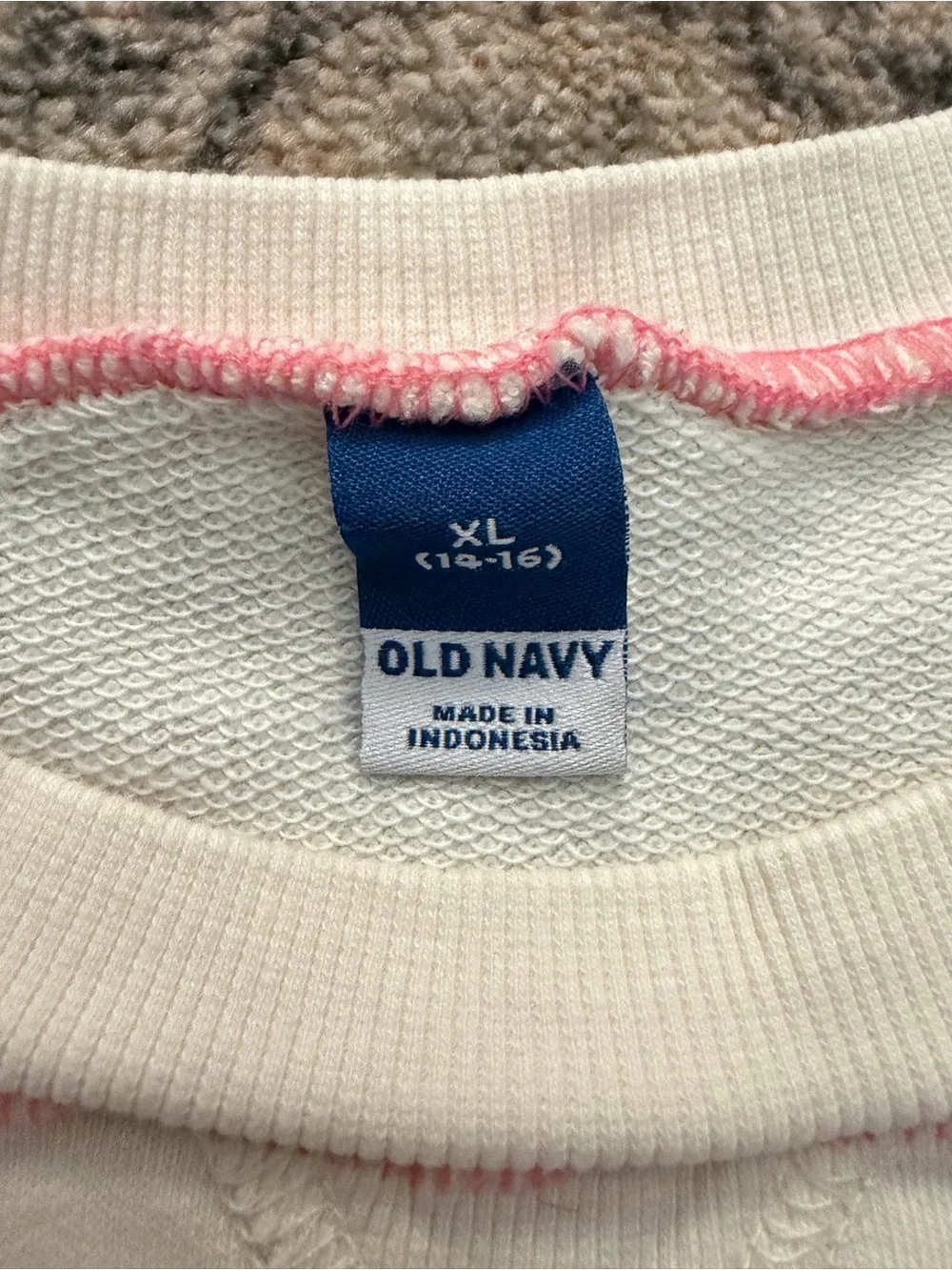 Old Navy Cream Sweatshirt with Pink Trim